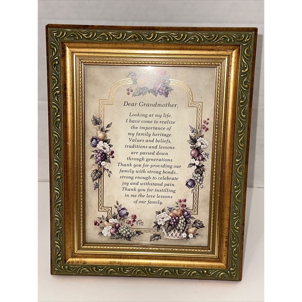 Heartfelt Inc Letters From The Heart Grandmother Framed‎ Poem Kathy Seek 2001